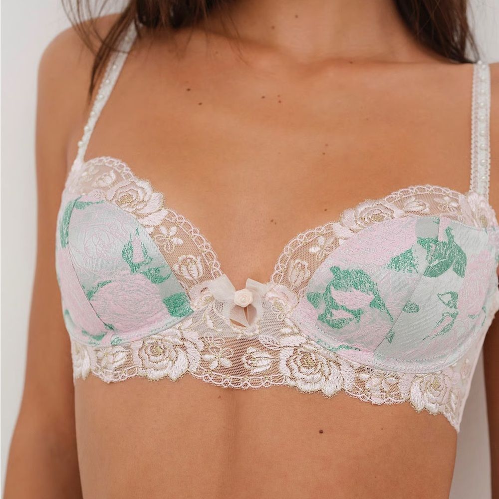 For Love And Lemons Lace Bra - Pink and Green